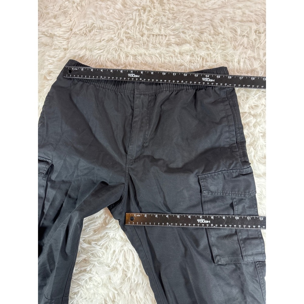 CSG Mens Black Cargo Pants Elastic Waist Cotton Nylon Utility Trousers Size L - Picture 10 of 10